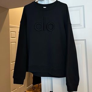 Alo Yoga Renown Heavy Weight Emblem Crew Neck Pullover Black